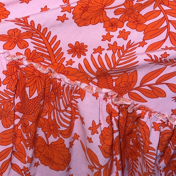 Anthropologie Abel the Label Bondi Smocked Strapless Maxi Dress pink orange M - Picture 14 of 14